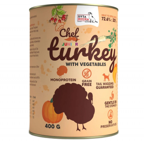 SYTA MICHA Chef Turkey with vegetables Junior - Nassfutter für Hunde - 400g - Fotogalerie 1