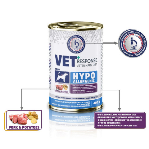 VET RESPONSE Hypoallergenic Pork - Nassfutter für Hunde - 400g - Fotogalerie 4