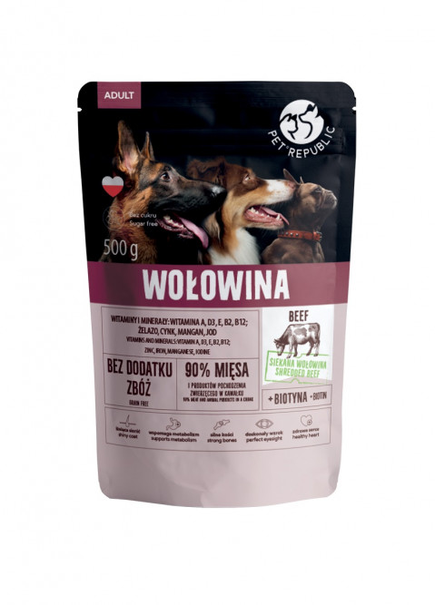 PET REPUBLIC Adult MIX 3 Sorten - Nassfutter für Hunde - 30x500 g - Fotogalerie 3