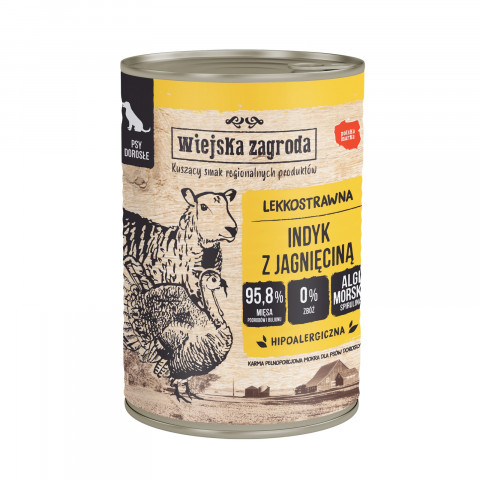 WIEJSKA ZAGRODA Turkey with lamb - Nassfutter für Hunde - 400g - Fotogalerie 1