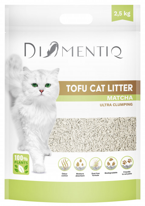 DIAMENTIQ Tofu Matcha Ultra clumping - pflanzliche streu - 2,5 kg - Fotogalerie 1