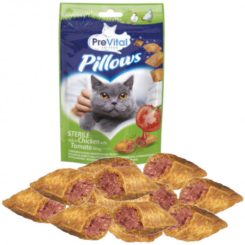 PREVITAL Sterile Kissen reich an Huhn mit Tomatenfüllung - Katzensnack 60g - Fotogalerie 10