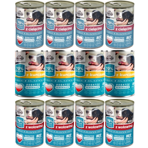 FRENDI Stücke in feiner Soße MIX Geschmacksrichtungen - Nassfutter für Hunde - 12x400g - Fotogalerie 1