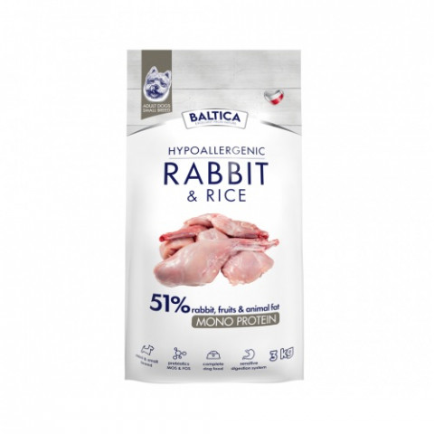 BALTICA Nutraceutic Hypoallergenic S Rabbit with rice - trockenfutter für Hunde - 3kg - Fotogalerie 1