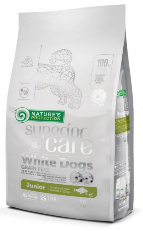 NATURE'S PROTECTION Superior Care White Dogs Grain Free Junior Small Białoryba – Trockenfutter für Welpen – 10 kg - Fotogalerie 1