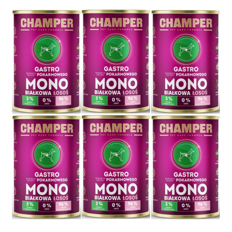 CHAMPER Gastro Monoprotein Lachs – Nassfutter für Hunde – 6×400 g - Fotogalerie 1