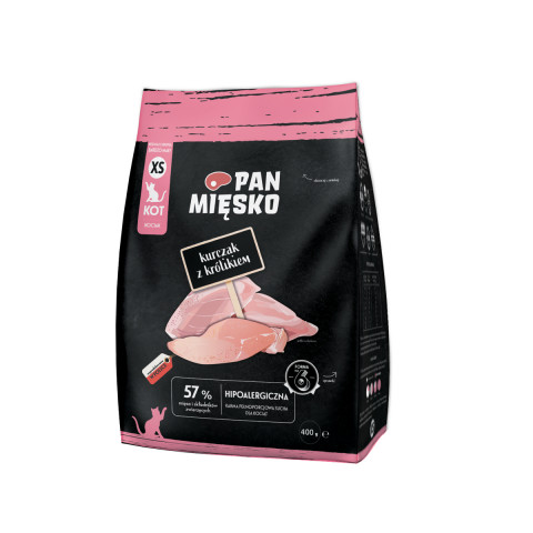 PAN MIĘSKO Chicken with rabbit XS - trockenfutter für Katzen - 400g - Fotogalerie 1