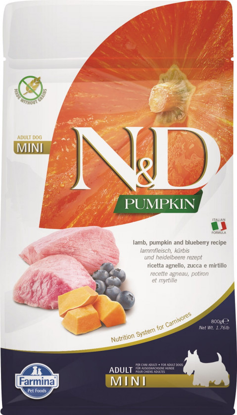 FARMINA N&D Pumpkin Dog Lamb & Blueberry Adult Mini - Trockenfutter für Hunde - 800 g - Fotogalerie 1