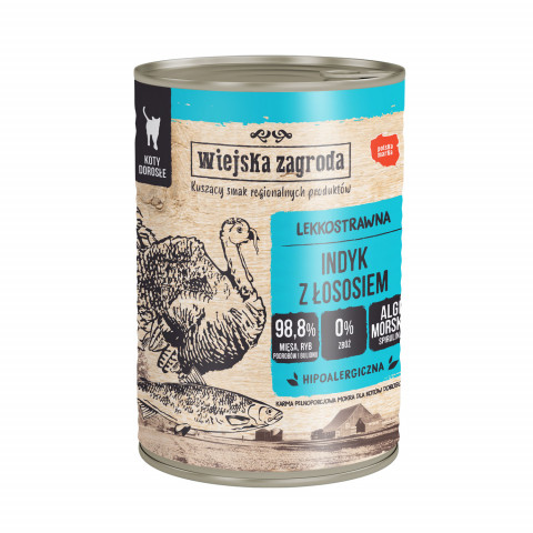 WIEJSKA ZAGRODA Turkey with salmon - Nassfutter für Katzen - 400g - Fotogalerie 1
