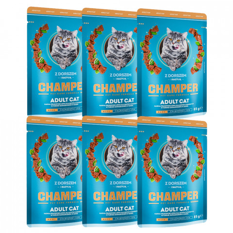 CHAMPER Kabeljau mit Basilikum - Nassfutter für Katzen - 6x85 g - Fotogalerie 1