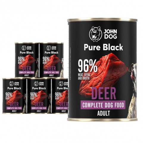 JOHN DOG Pure Black Deer - Nassfutter für Hunde - 6 x 400g - Fotogalerie 1