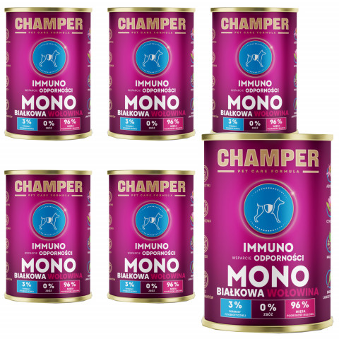 CHAMPER Immuno Monoprotein Rind – Nassfutter für Hunde – 6×400 g - Fotogalerie 1