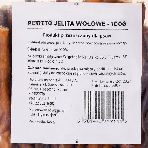 PETITTO Beef intestines - leckerli für hunde - 100g - Fotogalerie 2