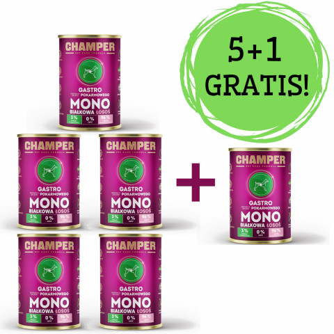 CHAMPER Gastro Lachs – Nassfutter für Hunde – 5x400g + 1 Dose GRATIS! - Fotogalerie 1