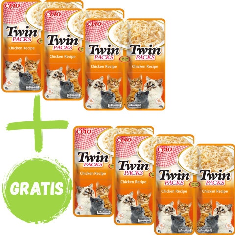 INABA Cat Twin Huhn - Katzenleckerli - 3x(2x40g) + FREE - Fotogalerie 1