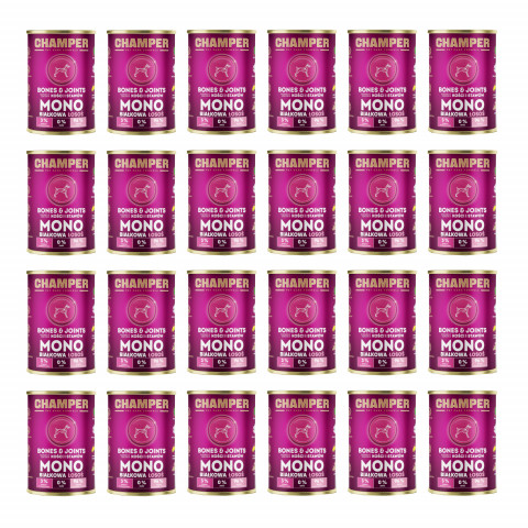 CHAMPER Bones & Joints Monoprotein Lachs – Nassfutter für Hunde – 24×400 g - Fotogalerie 1