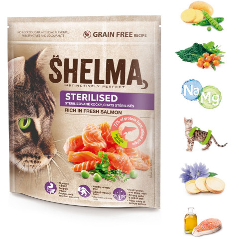 SHELMA Sterilised Rich in salmon - trockenfutter für Katzen - 750g - Fotogalerie 3
