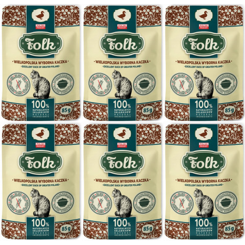 FOLK Veľkopoľská výborná kačica – mokré krmivo pre mačky – 6x85g - Fotogalerie 1