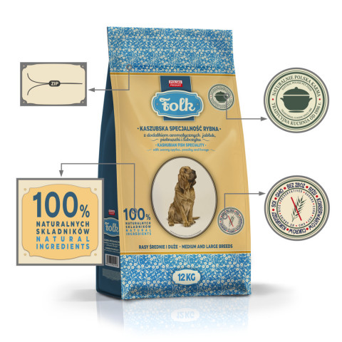 FOLK Medium and large breeds Kashubian-style fish specialty with apples, parsley and lovage - trockenfutter für Hunde - 12kg - Fotogalerie 4