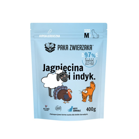 PAKA ZWIERZAKA Lamb and turkey M - trockenfutter für Katzen - 400g - Fotogalerie 1