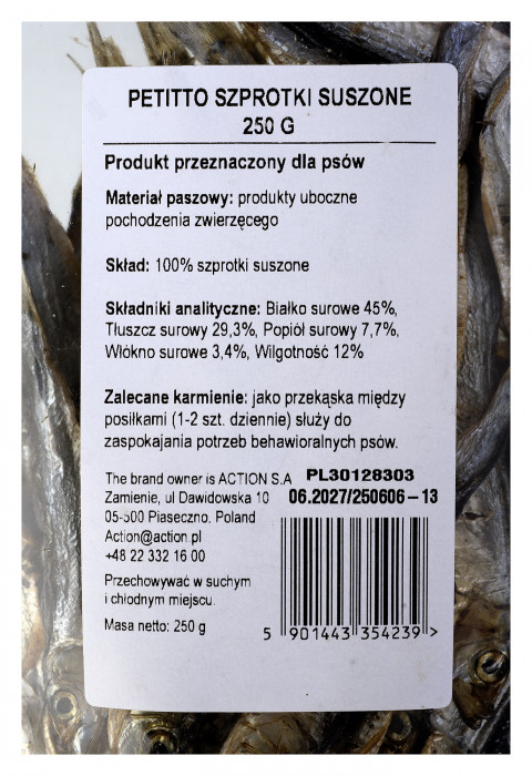 PETITTO Dried sprats - leckerli für hunde - 250g - Fotogalerie 4