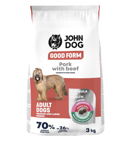 JOHN DOG Good Form Medium and large breeds Pork with beef - trockenfutter für Hunde - 3kg - Fotogalerie 1