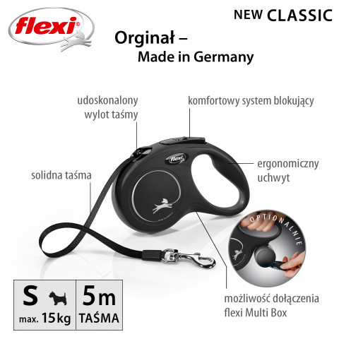 Flexi New CLASSIC 5 m Schwarz Hund Rückziehbare Leine - Fotogalerie 6
