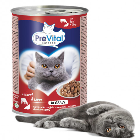PREVITAL Cat Food mit Rindfleisch und Leber in Soße - Nassfutter für Katzen - 415 g - Fotogalerie 3