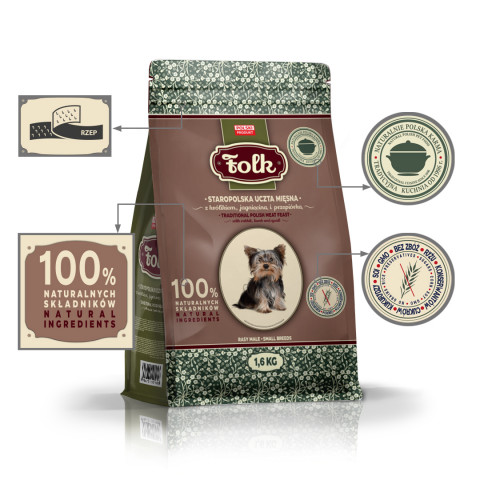 FOLK Small breeds Traditional polish meat feast with rabbit, lamb and quail - trockenfutter für Hunde - 1,6kg - Fotogalerie 4