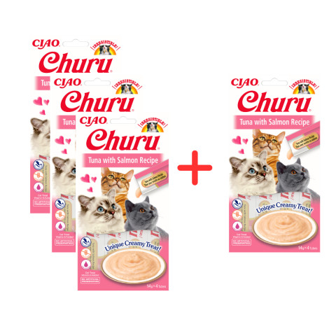 INABA Churu Tuna with salmon - Katze behandeln - 20 x 14g3 x (4 x14 g) + 4 x 14g Gratis! - Fotogalerie 1