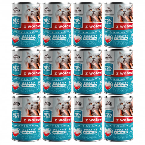 FRENDI mit Rindfleisch Stückchen in feiner Soße – Nassfutter für Katzen – 12x400g - Fotogalerie 1