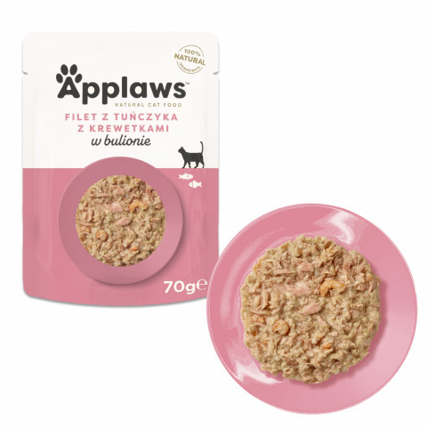 APPLAWS Tuna Fillet with prawn in broth - nassfutter für Katzen - 12x70g - Fotogalerie 5