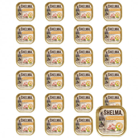 SHELMA Chicken and liver pate - nassfutter für Katzen - 24x100g - Fotogalerie 1