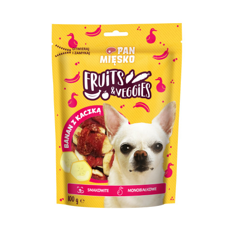 PAN MIĘSKO Fruits & Veggies Banana with duck - leckerli für hunde - 100g - Fotogalerie 1