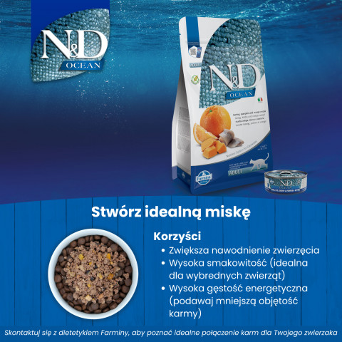 FARMINA N&D Ocean Herring Pumpkin&Orange Adult - Trockenfutter für Katzen - 1,5 kg - Fotogalerie 7