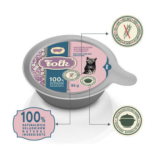 FOLK Kitten Delicate lamb dish - nassfutter für Katzen - 85g - Fotogalerie 4