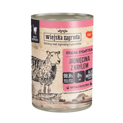 WIEJSKA ZAGRODA Lamb with krill - nassfutter für Katzen - 400g - Fotogalerie 1