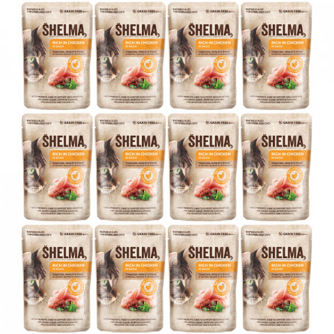 SHELMA Rich in chicken in sauce - nassfutter für Katzen - 12x85g - Fotogalerie 1