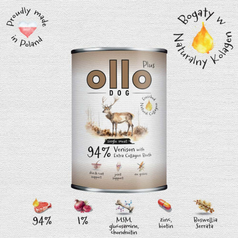 OLLO Plus Collagen Deer - Nassfutter für Hunde - 400g - Fotogalerie 3