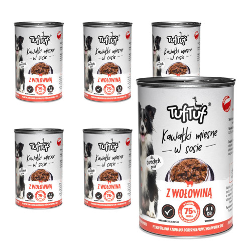 TUF TUF Meaty chunks with beef - Nassfutter für Hunde - 6x1250g - Fotogalerie 1