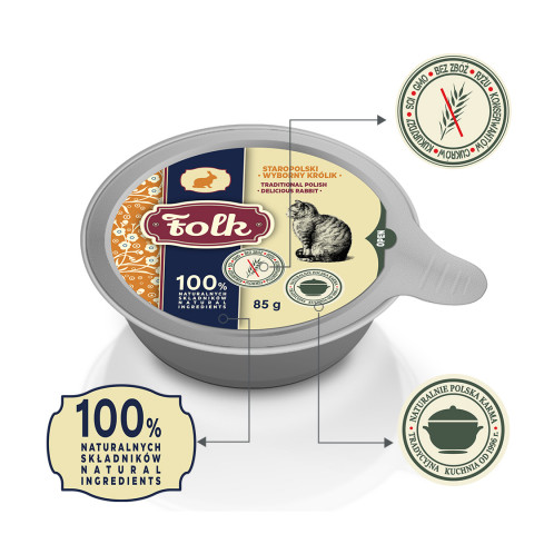 FOLK Traditional Polish delicious rabbit - nassfutter für Katzen - 85g - Fotogalerie 4