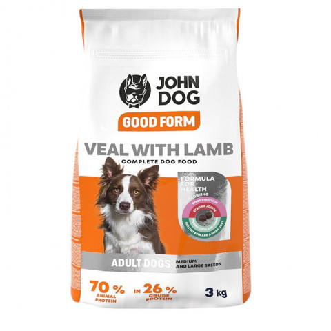 JOHN DOG Good Form Medium an large breeds Veal with lamb - trockenfutter für Hunde - 3kg - Fotogalerie 1
