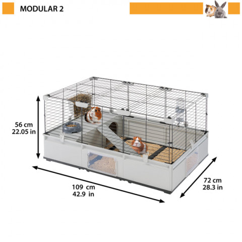 FERPLAST Modular 2 - käfig für kaninchen und hausmeerschweinchen - 109 x 72 x 56cm - Fotogalerie 6