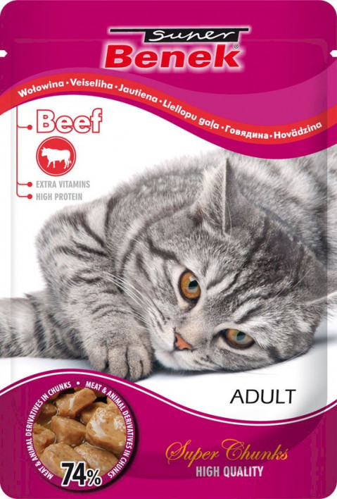 SUPER BENEK Rindfleisch in Sauce - Nassfutter für Katzen - 100 g - Fotogalerie 1