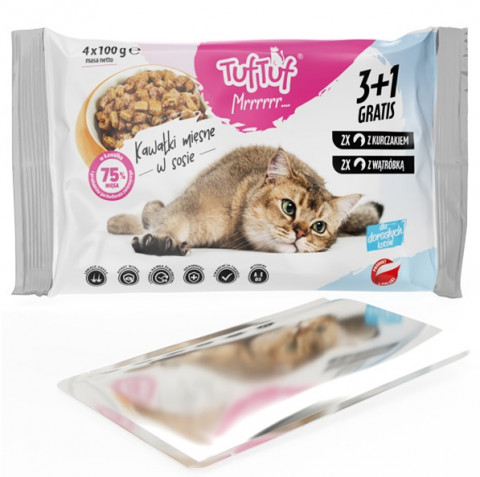 TUF TUF 2x with chicken, 2x with liver - nassfutter für Katzen - 6x(4x100g) - Fotogalerie 2