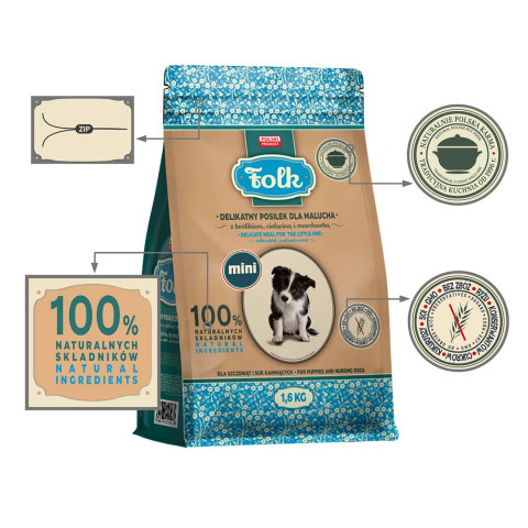 FOLK Junior Small breeds Gentle meal for puppy with rabbit, veal and carrot - trockenfutter für Hunde - 1,6kg - Fotogalerie 4