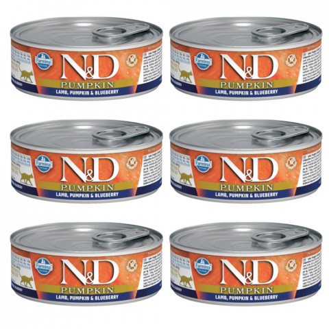 FARMINA N&D Pumpkin Lamb, Pumpkin & Blueberry – Nassfutter für Katzen – 6 x 70 g - Fotogalerie 1