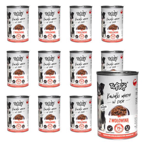 TUF TUF Meaty chunks with beef - Nassfutter für Hunde - 12x1250g - Fotogalerie 1