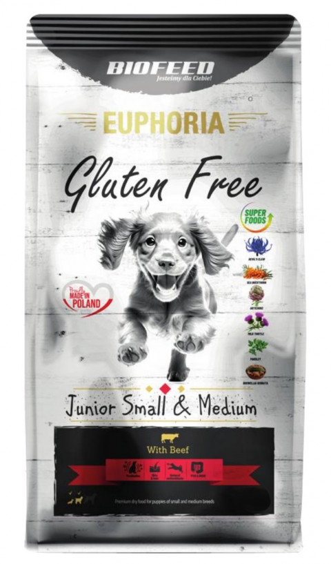 BIOFEED Euphoria Gluten Free Junior small & medium Beef - trockenfutter für Hunde - 12kg - Fotogalerie 1