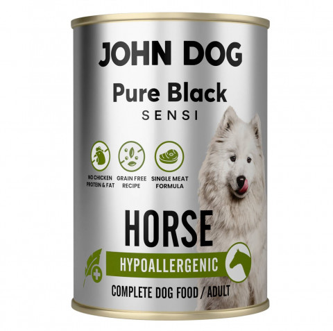 JOHN DOG Pure Black Sensi Hypoallergenic Horse - Nassfutter für Hunde - 400g - Fotogalerie 1